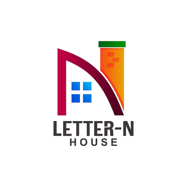 Letter n house logo design