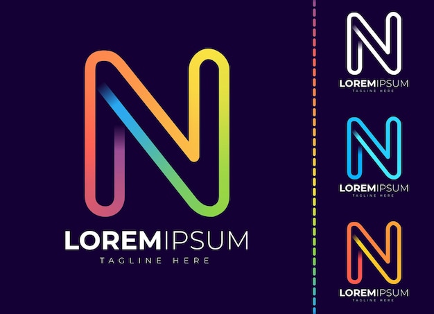 Letter n logo colorful gradient design