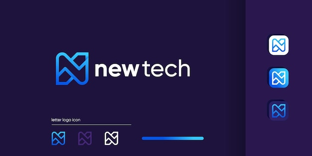 Letter N logo design idea with tech concept