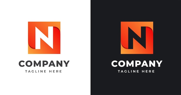 Letter N logo design template with square shape style