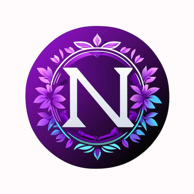 Letter n logo and flat flower logo n