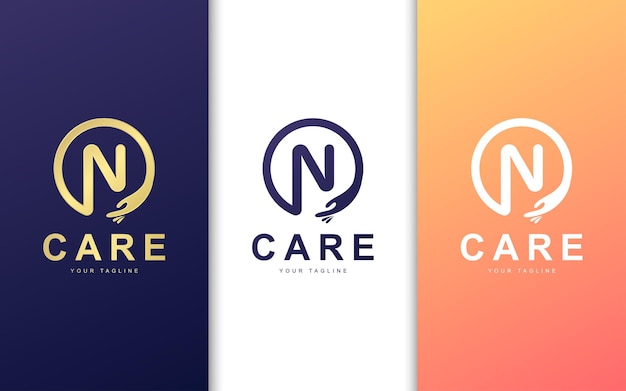 Letter N logo template. Modern care logo concept