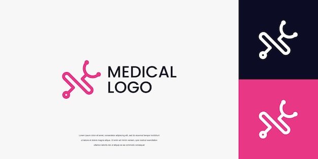 Vector letter n logo with stethoscope icon medical healthcare logo