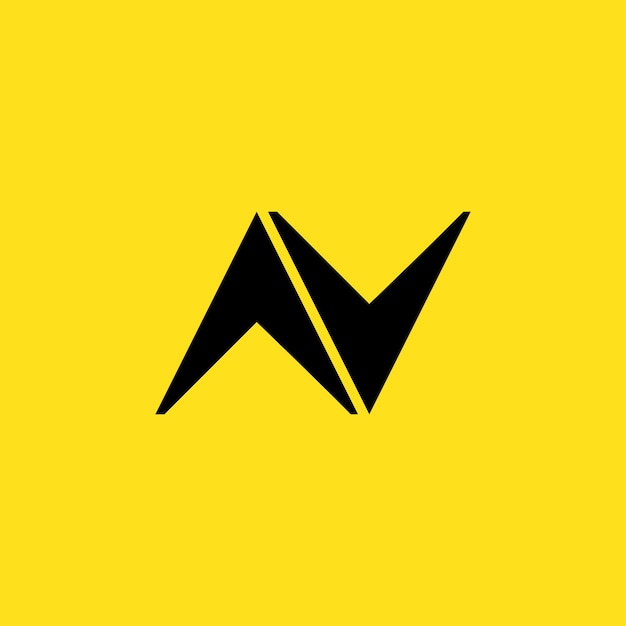 letter n sharp angle symbol logo, yellow background.