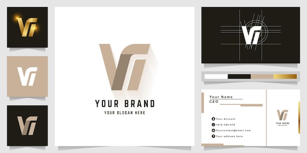 Letter N or Vi monogram logo with business card design