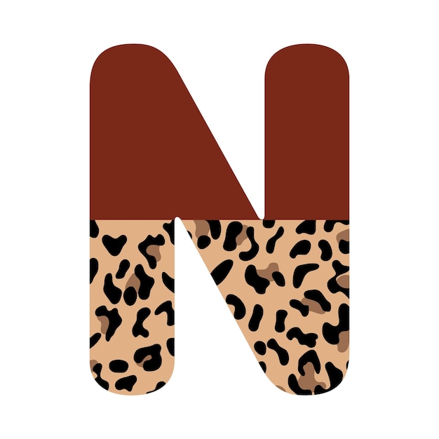 Letter N with Half Leopard Print Colorful Animal Print Monogram