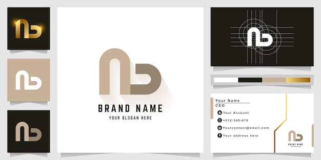 Letter nb or nD monogram logo with business card design