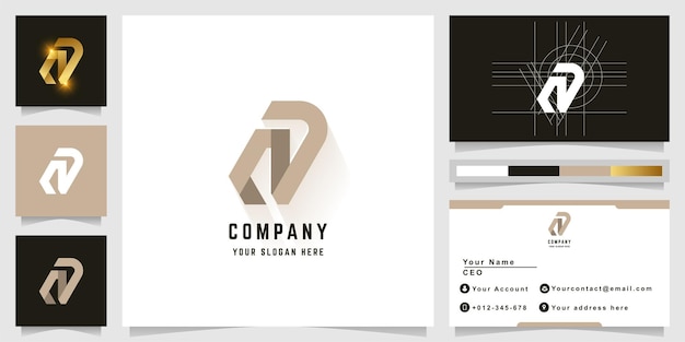 Letter ND or NP monogram logo with business card design