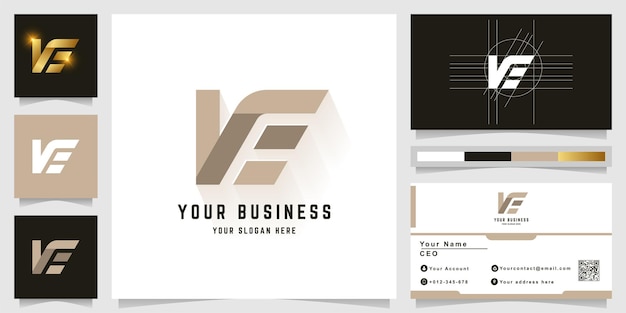 Letter NE or VE monogram logo with business card design