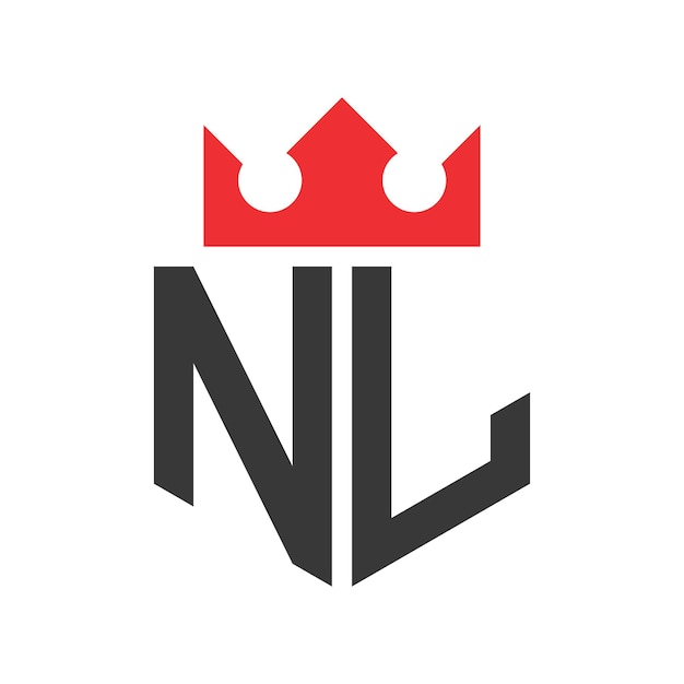 Vector letter nl crown logo crown on letter nl logo design template