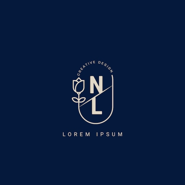 Vector letter nl or ln creative logo with beauty floral concept premium vector