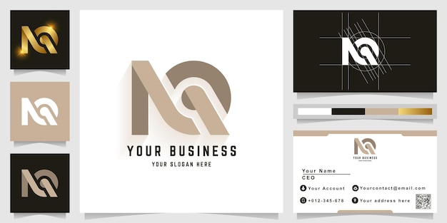 Letter NQ or NR monogram logo with business card design