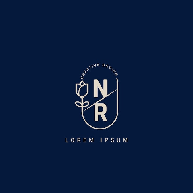 Vector letter nr or rn creative logo with beauty floral concept premium vector