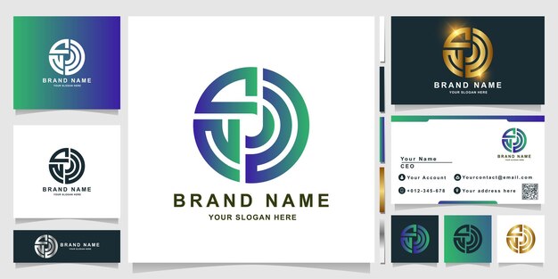 Letter NSU or SNU logo template with business card design