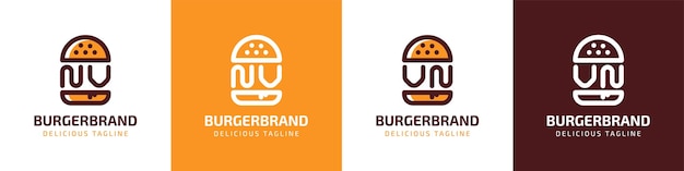 Letter NV and VN Burger Logo suitable for any business related to burger with NV or VN initials