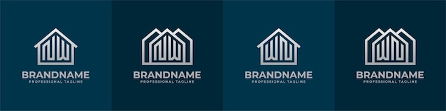 Letter NW and WN Home Logo Set Suitable for any business related to house real estate construction interior with NW or WN initials