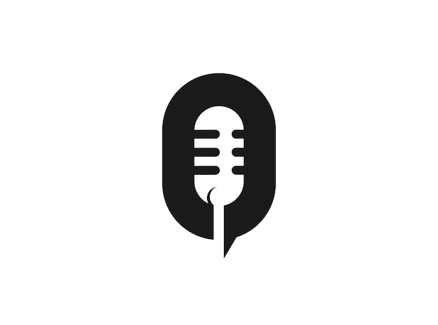 Letter O and Podcast or Radio Logo design using Microphone and Bubble chat or talk icon