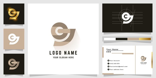 Letter OJ or OD monogram logo with business card design