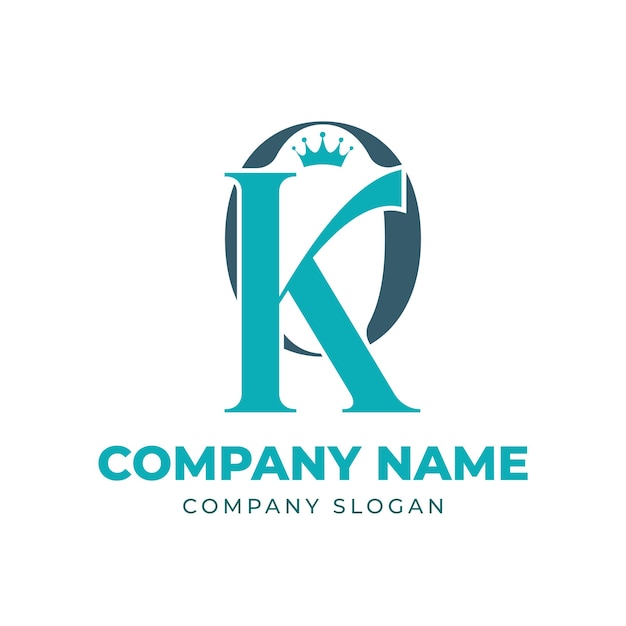 Letter OK KO Crown Logo Design Elegant Vector