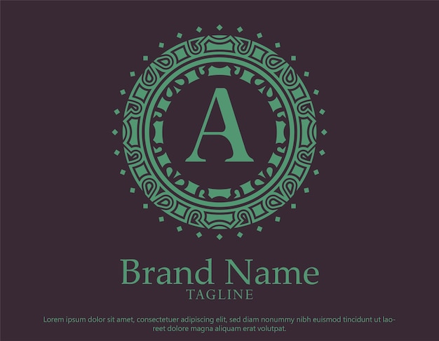 Letter a ornament art logo design template