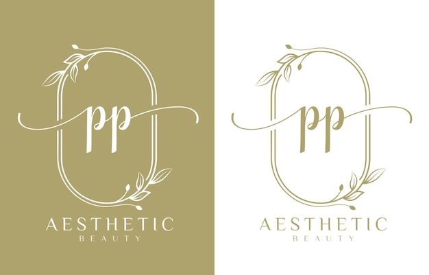 Letter P Beauty Logo with Flourish Ornament