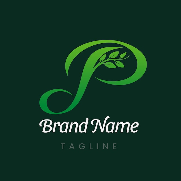 Vector letter p branch tree natural leaf logo design vector