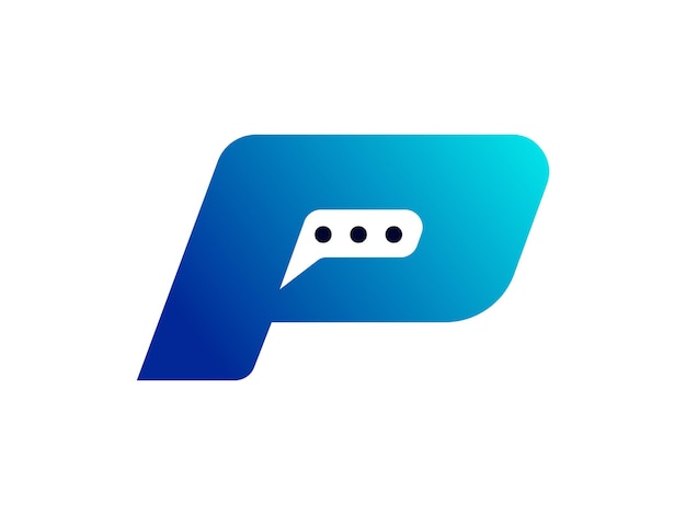 Letter P chat bubble communication logo