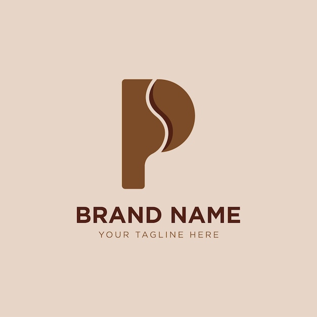 Letter P coffee bean logo design