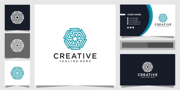 Letter P community logo design concept with business card