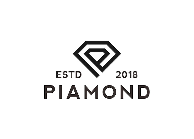 letter p diamond logo design vector illustration