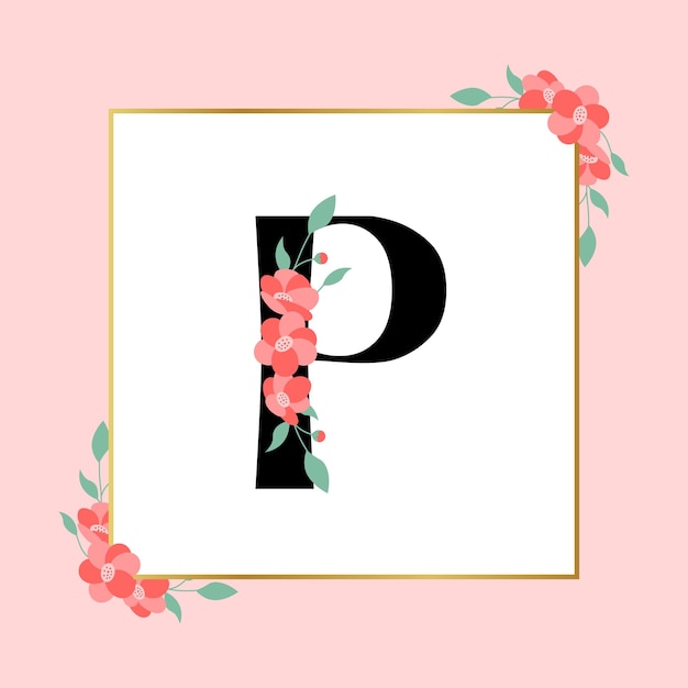 Letter P floral Feminine Logo