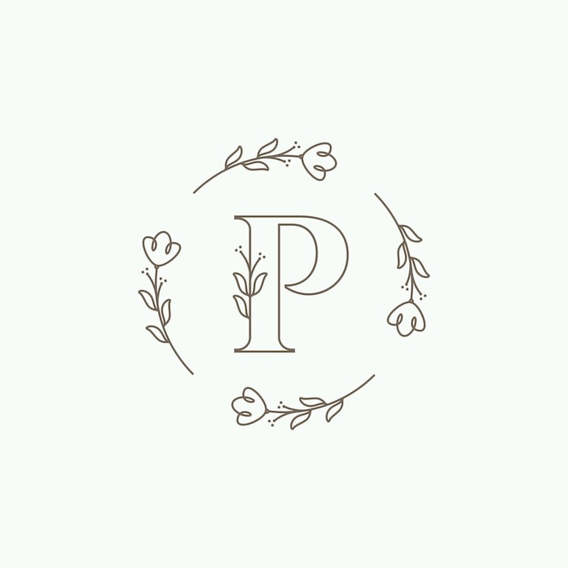 Vector letter p flower circle minimalist logo design graphic vector