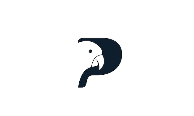 Letter P or initial P for parrot bird logo design modern