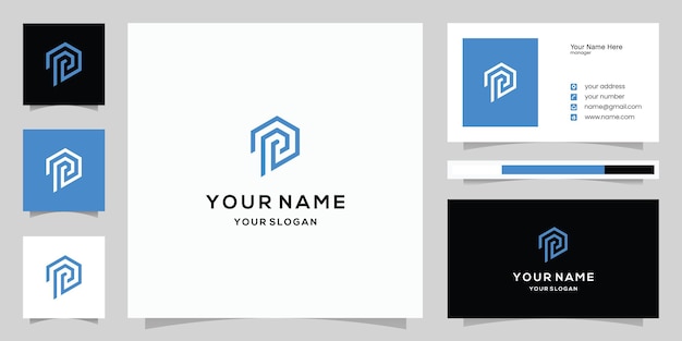 Letter P logo and business card template