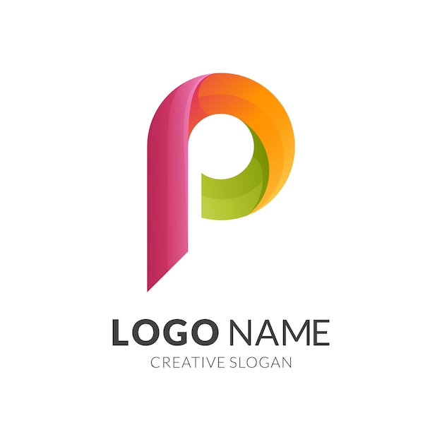 letter p logo concept, modern 3d logo