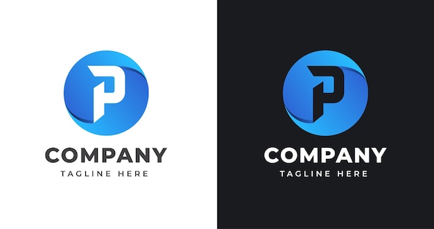 Letter P logo design template with circle shape style