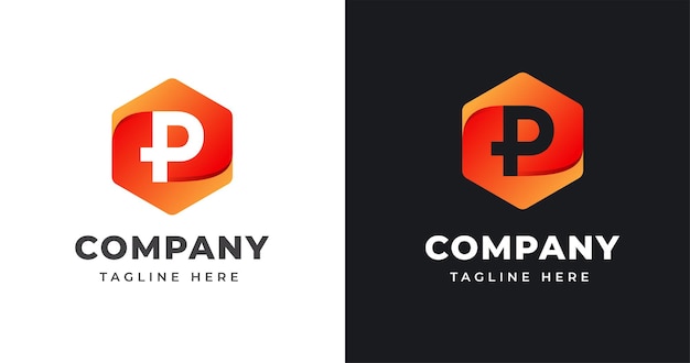 Letter P logo design template with geometric shape style