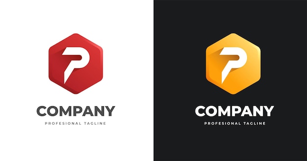 Letter P logo design template with geometric shape style