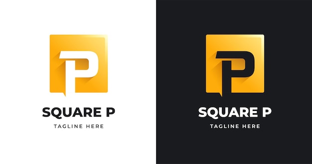 Letter P logo design template with square shape style