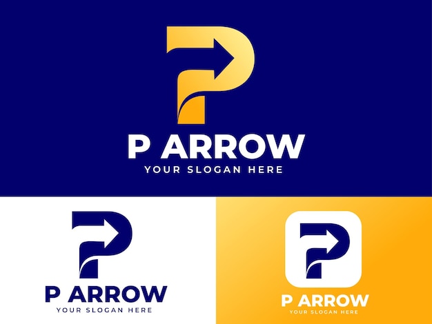 Letter P logo design with arrow element