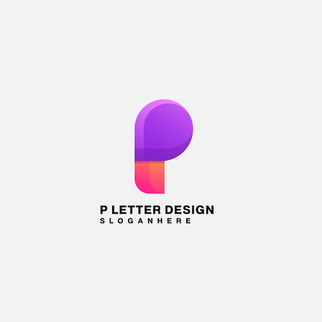 Vector letter p logo initial design colorful template illustration