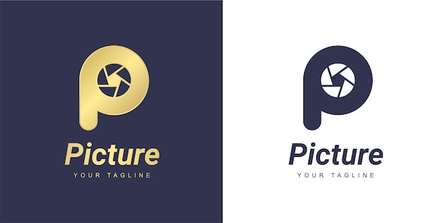 Letter p logo with a minimalist  camera  and  photography  concept