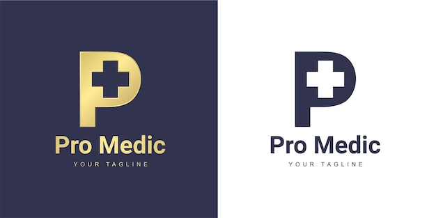 Letter p logo with a minimalist  medic  and  healthy  concept