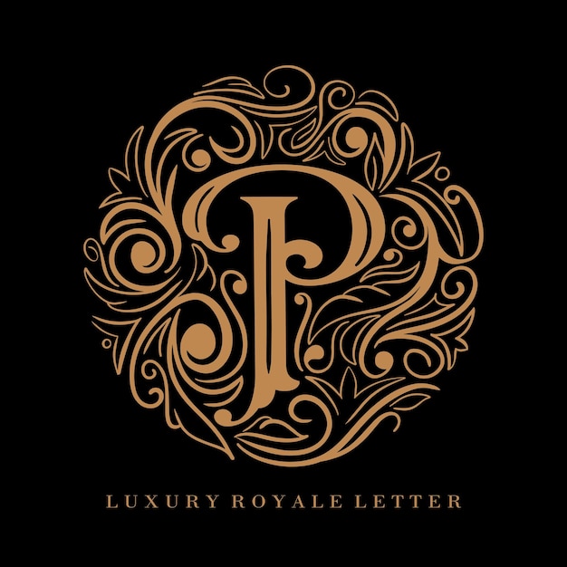 Letter P Luxury Royal Circle Ornament Logo