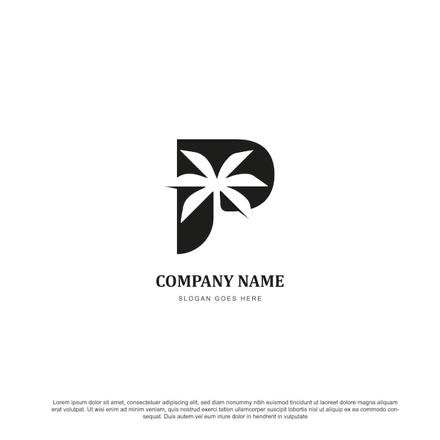 Letter P palm tree logo design