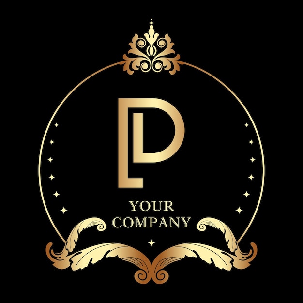 Letter P PD Monogram Identity Luxury Frame Border Decoration Logo Template