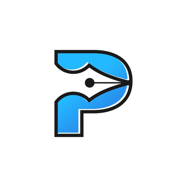 Letter P Pen Logo Design Template Inspiration Vector Illustration