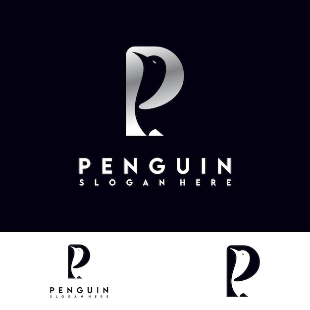 letter P penguin logo design inspiration