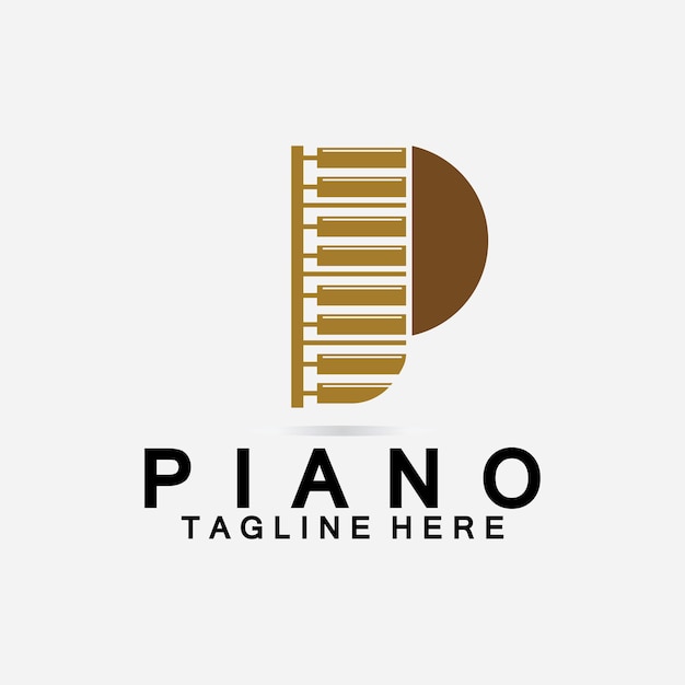 Vector letter p piano logo creative design letter p combination with keyboard piano for piano logo