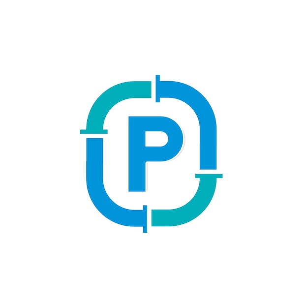 Letter P Pipe Logo Design Template For Plumbing Company Identity